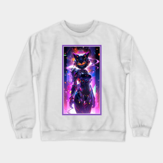 Anime Cute Cat Girl | Quality Anime Girl Artwork | Sci-Fi Manga Girl Anime Art Crewneck Sweatshirt by AlNoah